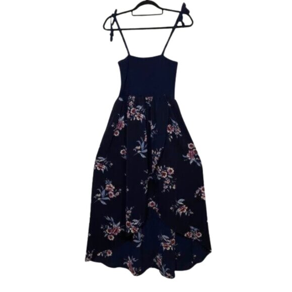 Lildy Navy Floral Smocked Maxi Dress NWT L/XL Boho Cottagecore Garden Party - Picture 2 of 10